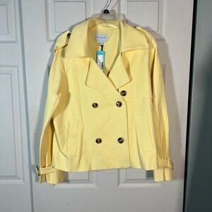 41 Hawthorn Women's Yellow Double-Breasted Cropped Jacket